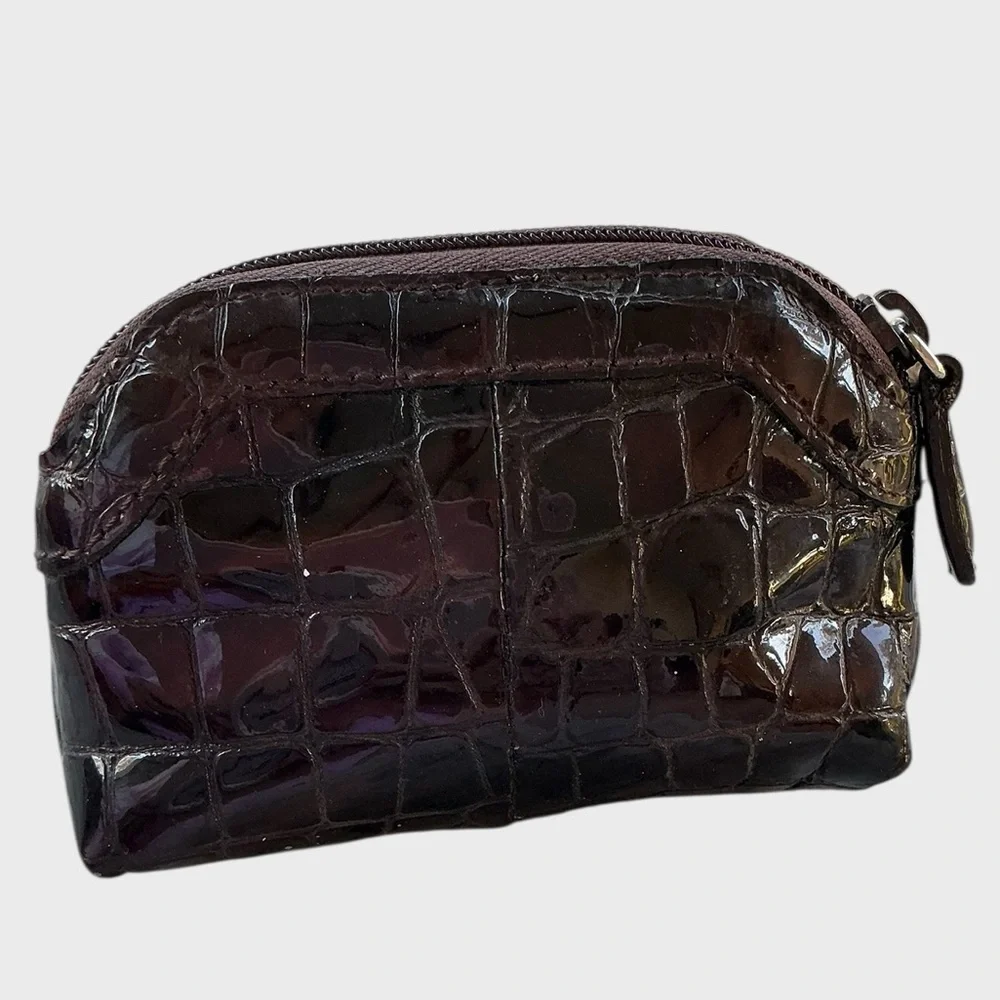 Brighton Chocolate Brown Patent Croc Embossed Coin Purse Wallet